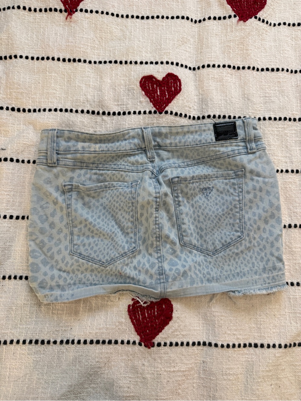 Guess Light Blue Animal Print Denim Mini Skirt